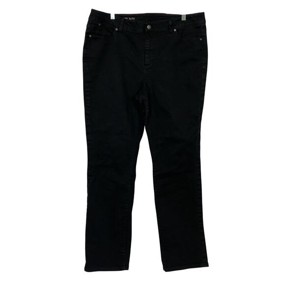 Talbots Heritage Straight Jeans Womens 16/33 Black Stretch Denim Fits 37x33 - Picture 1 of 14